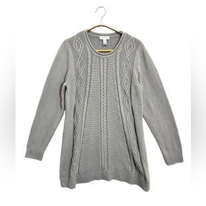 Susan Graver Womens Sweater Tunic Cable Knit Grey size M